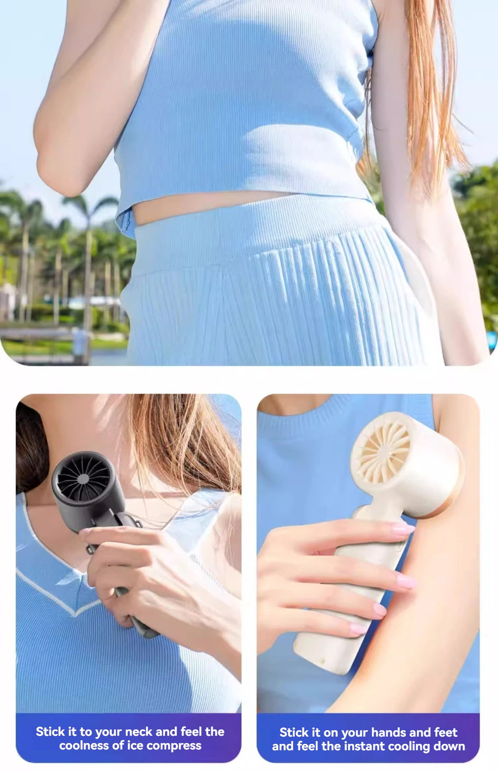Hanging Ice Pack Handheld High-speed Fan Folding 100 Speed Infinitely Adjustable Fan Portable For Outdoor Neck