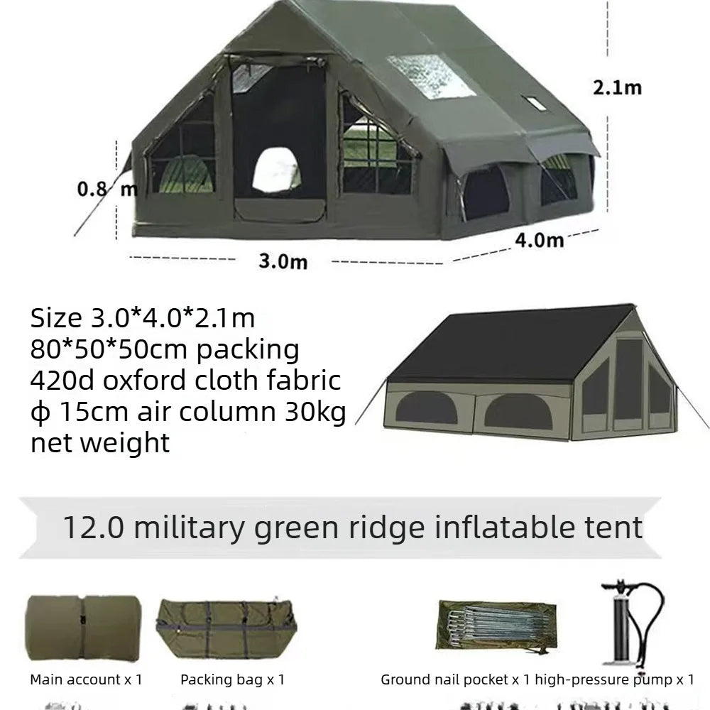 Large Inflatable Camping Tent - 4-Season, 4-8 Person with Windows