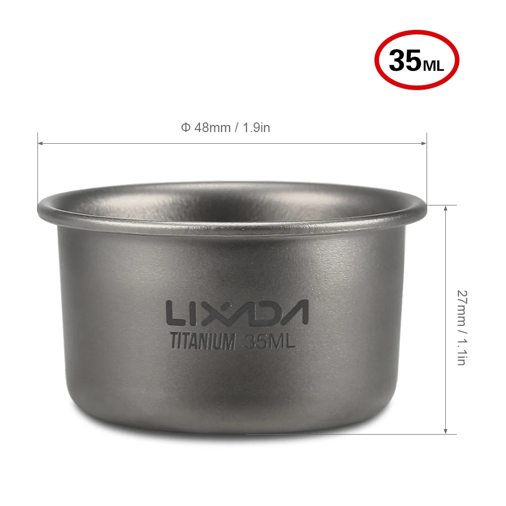 1/3pcs Lixada 35ml Mini Titanium Tea Cup Home Office Outdoor Camping Hiking Coffee Tea Cup Mug 8g
