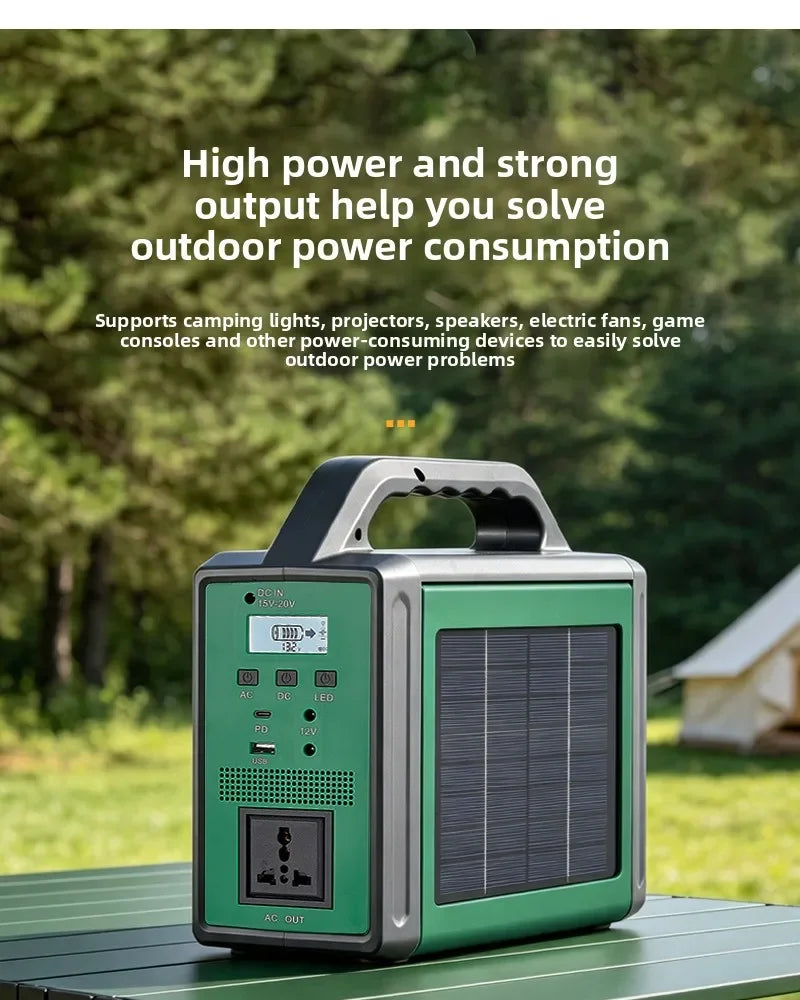 300W Solar Generator Portable Power Station 220V Emergency Backup Power with LED & Solar Panel Outdoor Camping RV Travel
