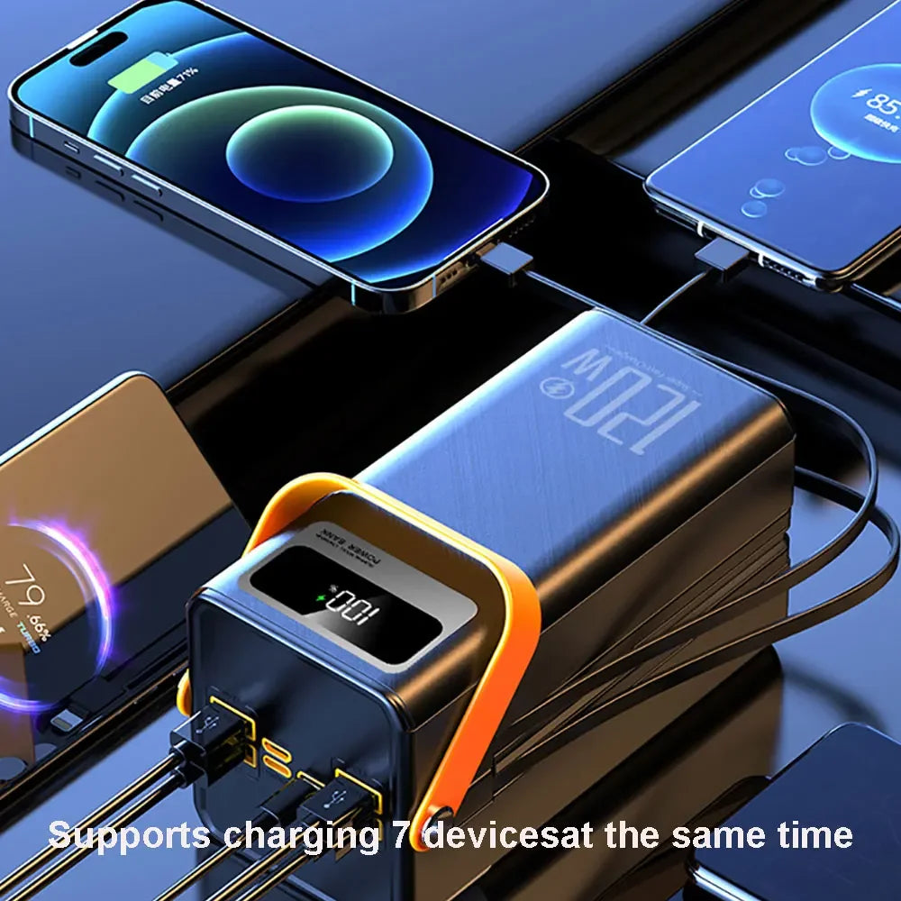 120W Fast Charging Power Station 60000mAh, Portable Large Capacity Power Bank Emergency Charger for Camping Home Use