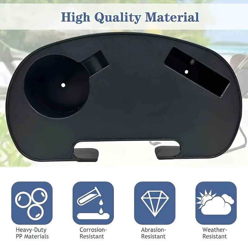 Durable Folding Chair Side Table Attachment, Plastic Beverage and Snack Storage Tray