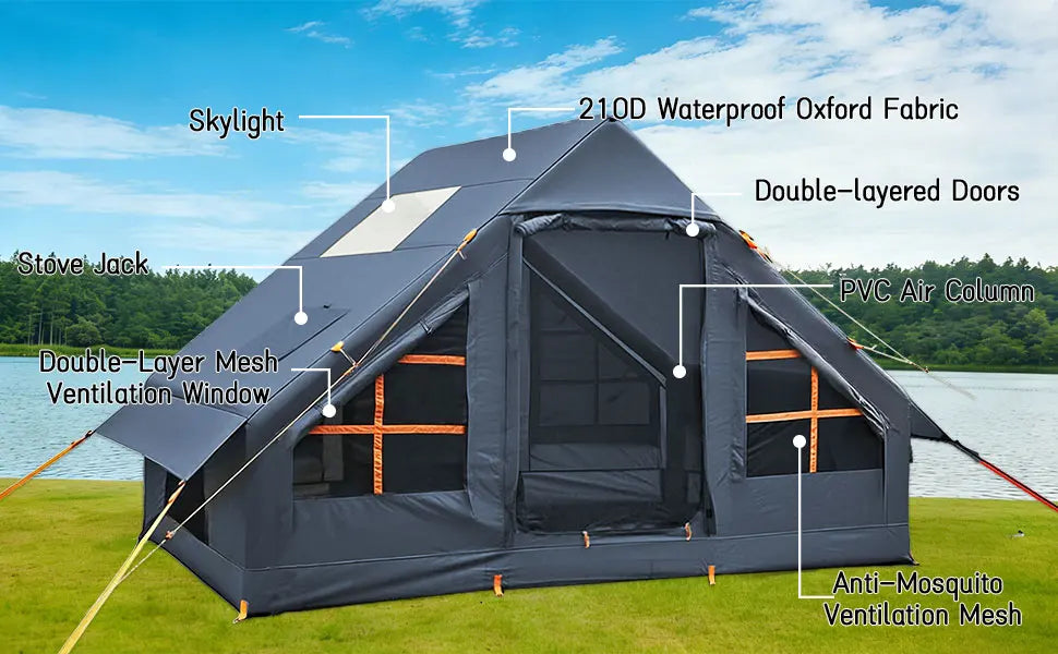Green Air Inflatable Glamping Tent — 2–8 Person, Waterproof Oxford