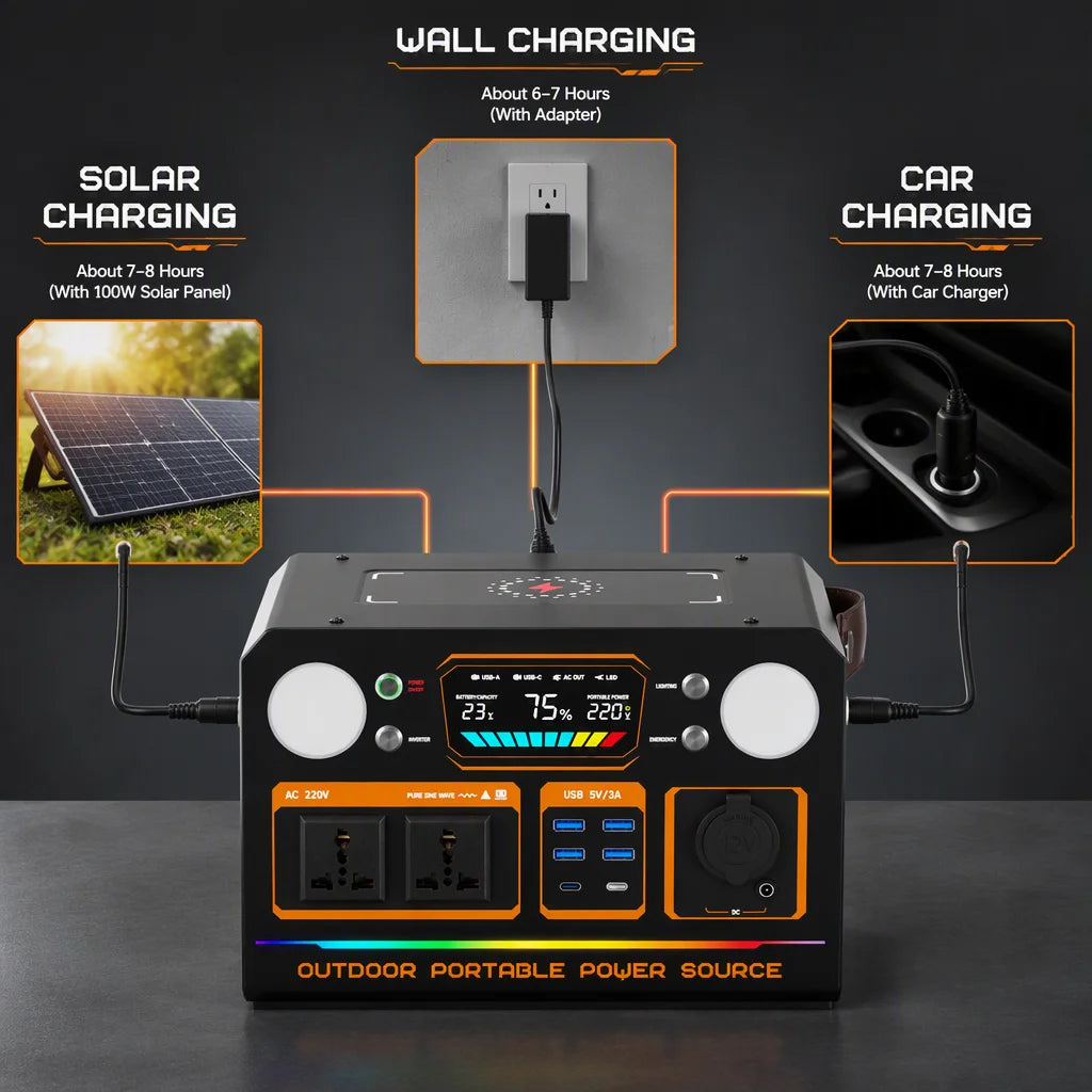 Outdoor power supply 500W/600W portable large-capacity battery, with AC socket, camping self-driving live broadcast power outage