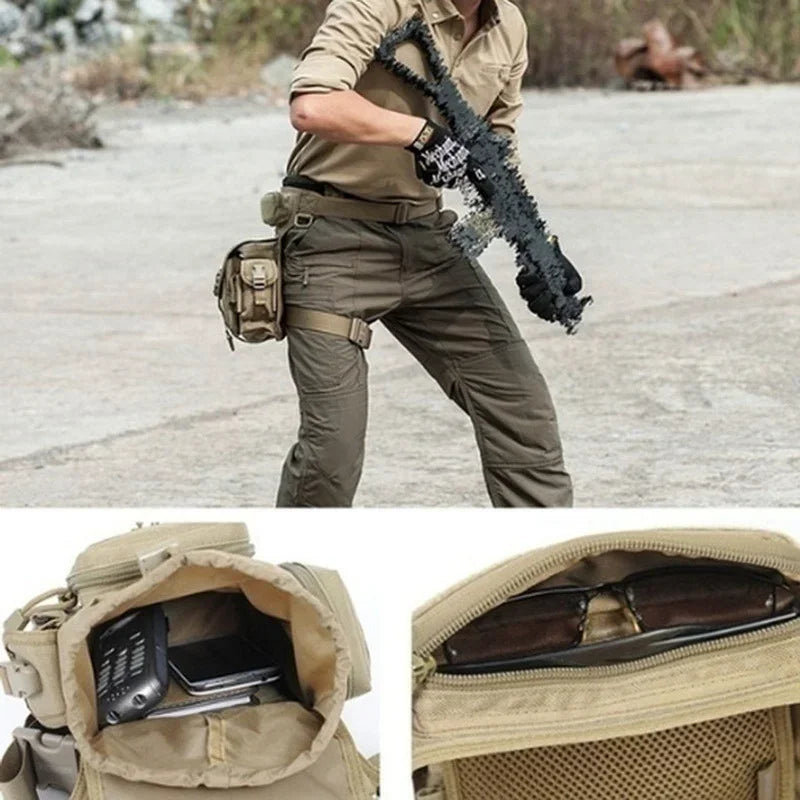 Men Waist Fanny Pack Leg Bag Military Tactical Motorcycle Rider Camera Sports Travel Nylon Male Bum Hip Belt Thigh Fanny Bags