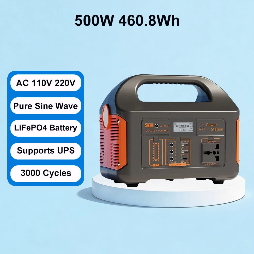 Gaiaray Portable Power Station 100W 200W 300W 500W Pure Sine Wave Solar Generator 110V/220V UPS LiFePO4 Power Plant For Camping
