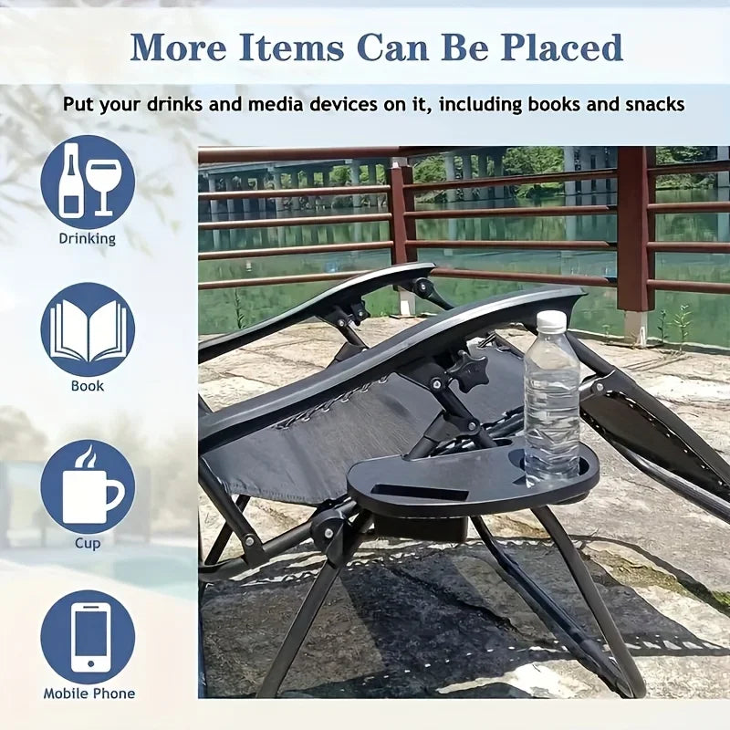 Durable Folding Chair Side Table Attachment, Plastic Beverage and Snack Storage Tray