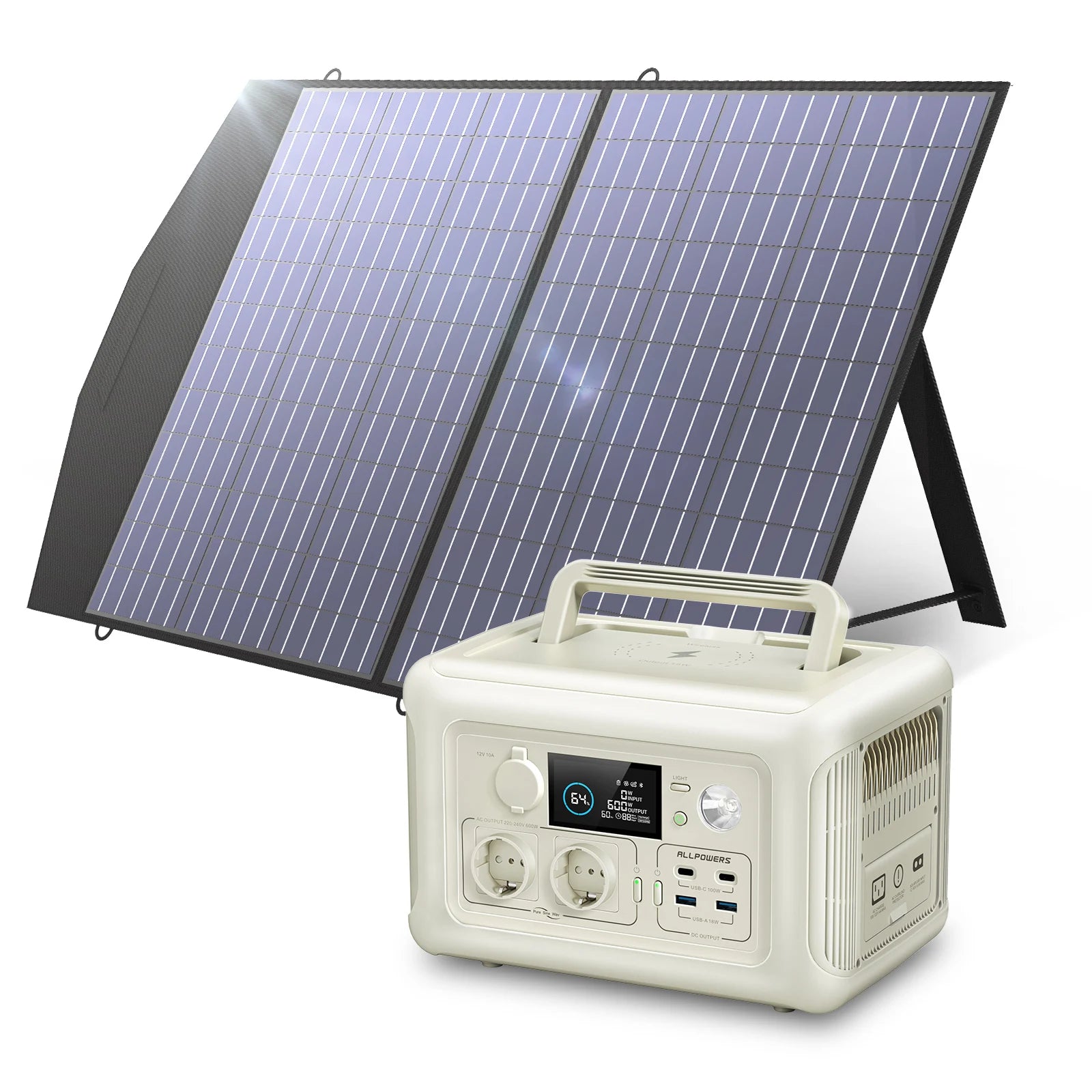 ALLPOWERS R600 Power Station + 100W Solar Panel — 299Wh LiFePO4 Kit