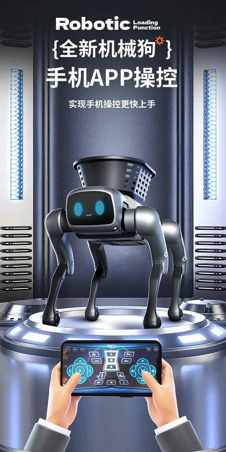 2026 New AI Intelligent Smart Robot Dog Remote Control Toy Programmable With Loading Basket