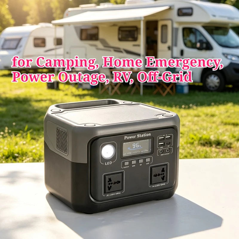 800W Portable Power Station 600W/800W 589WH Solar Generator Backup Power Bank for Outdoor Camping, Home Emergency, RV Travel