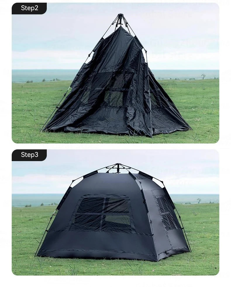 Vinyl Pop-Up Camping Tent — Quick-Open, Sun & Rainstorm Protection