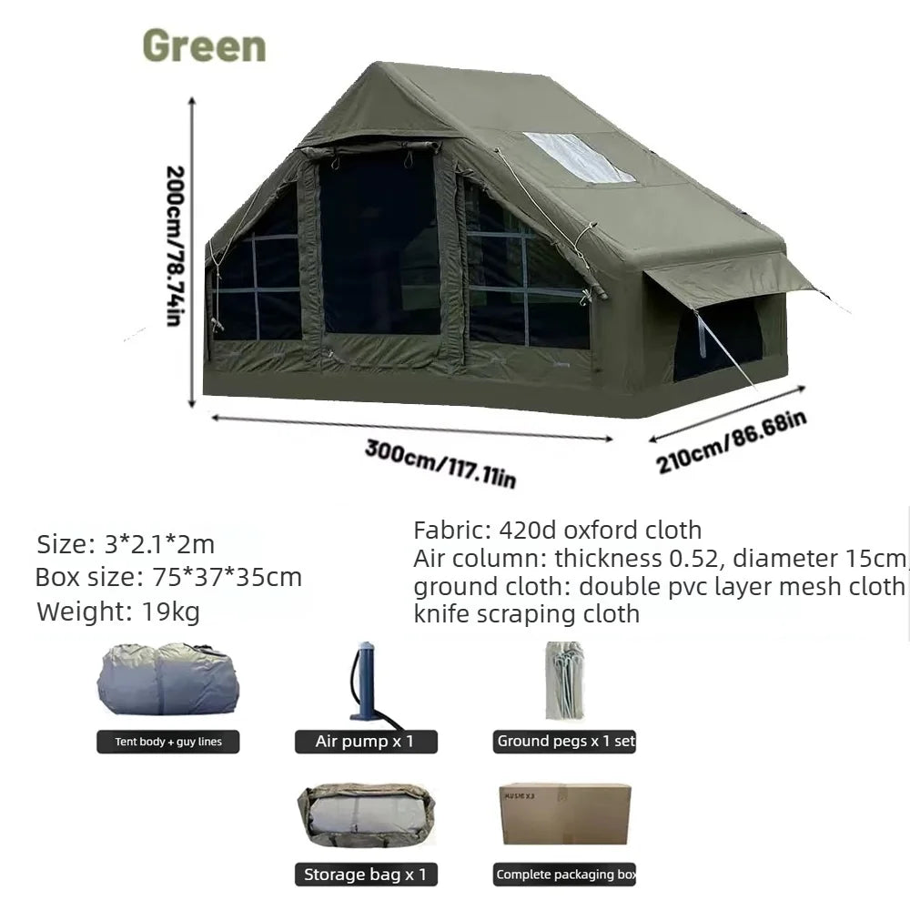 Large Inflatable Camping Tent - 4-Season, 4-8 Person with Windows