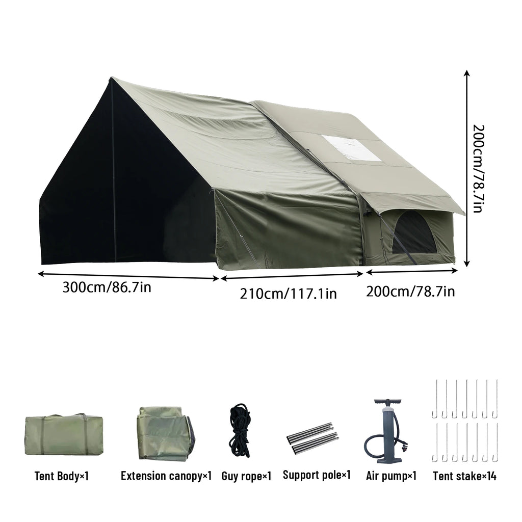 Pakicetus 8-Person Inflatable Glamping Tent - Mesh Windows & Hand Pump