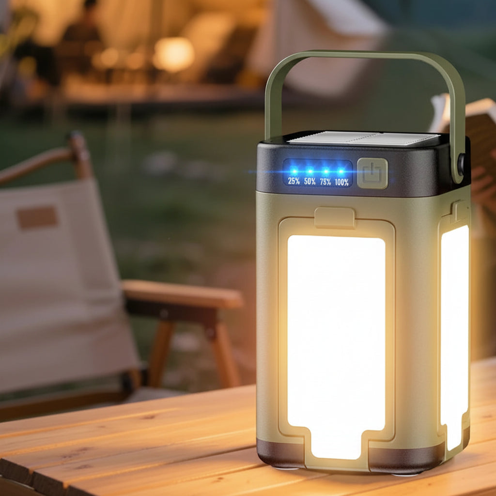 Rechargeable LED Camping Lantern — 6 Modes, Solar & Type-C Charging
