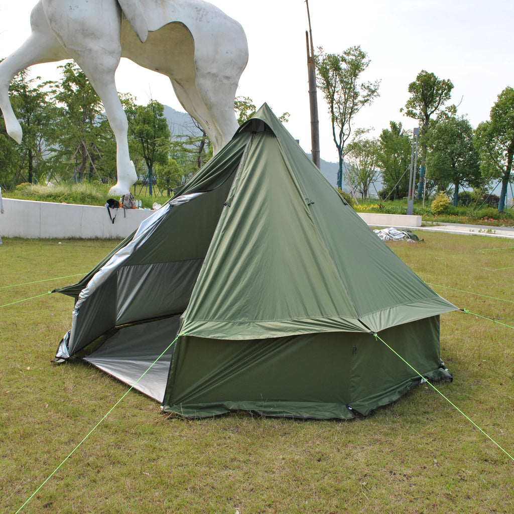 4 Person Bell Tent for Camping - Breathable Spacious Water-Resistant Glamping Tent - Luxury Bell Yurt Outdoor Teepee for Stove Tent4