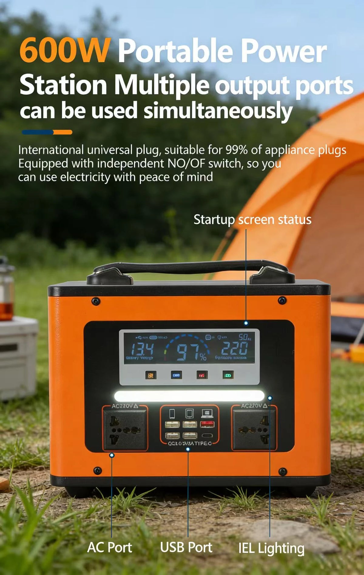 New High Power 600W 500W Portable Power Station 220V 55Ah/40Ah Solar Outdoor Mobile Power Supply Home Emergency Energy Storage