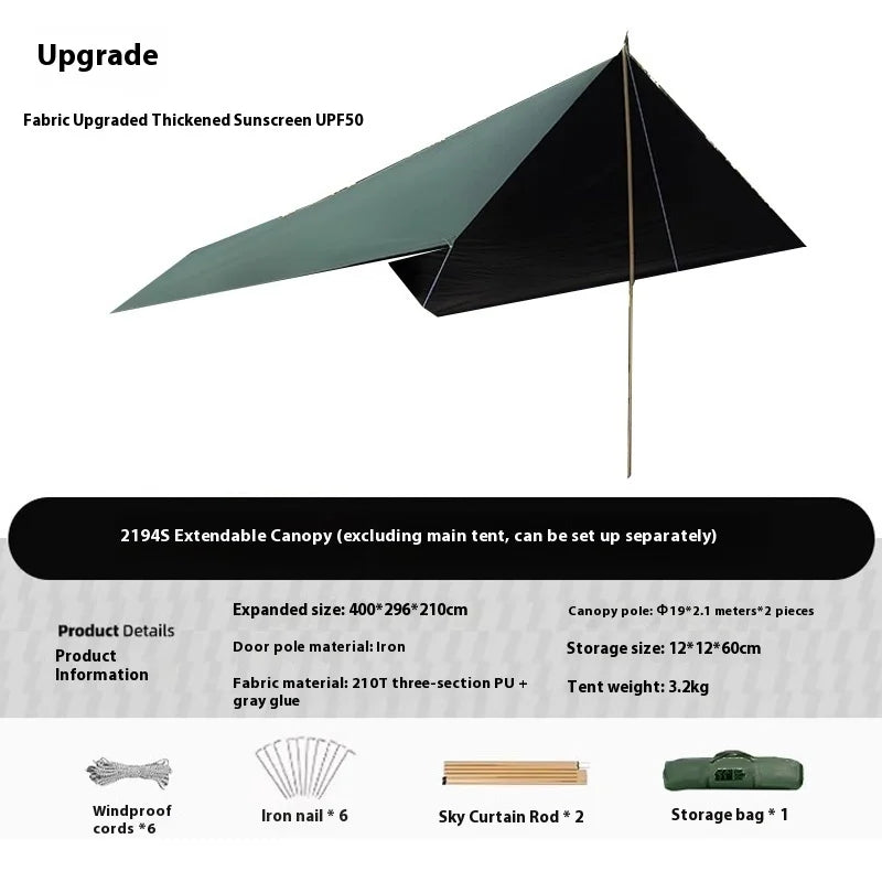 Large Inflatable Camping Tent - Hexagonal, 4-6 Person with Canopy