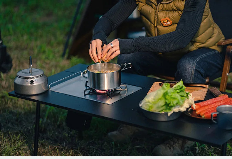 Thous Winds Camping Cookware Set Stainless Steel Outdoor Cooking Kit Tableware Cookset Pan Bowl Kettle Pot Picnic with Mesh Bag