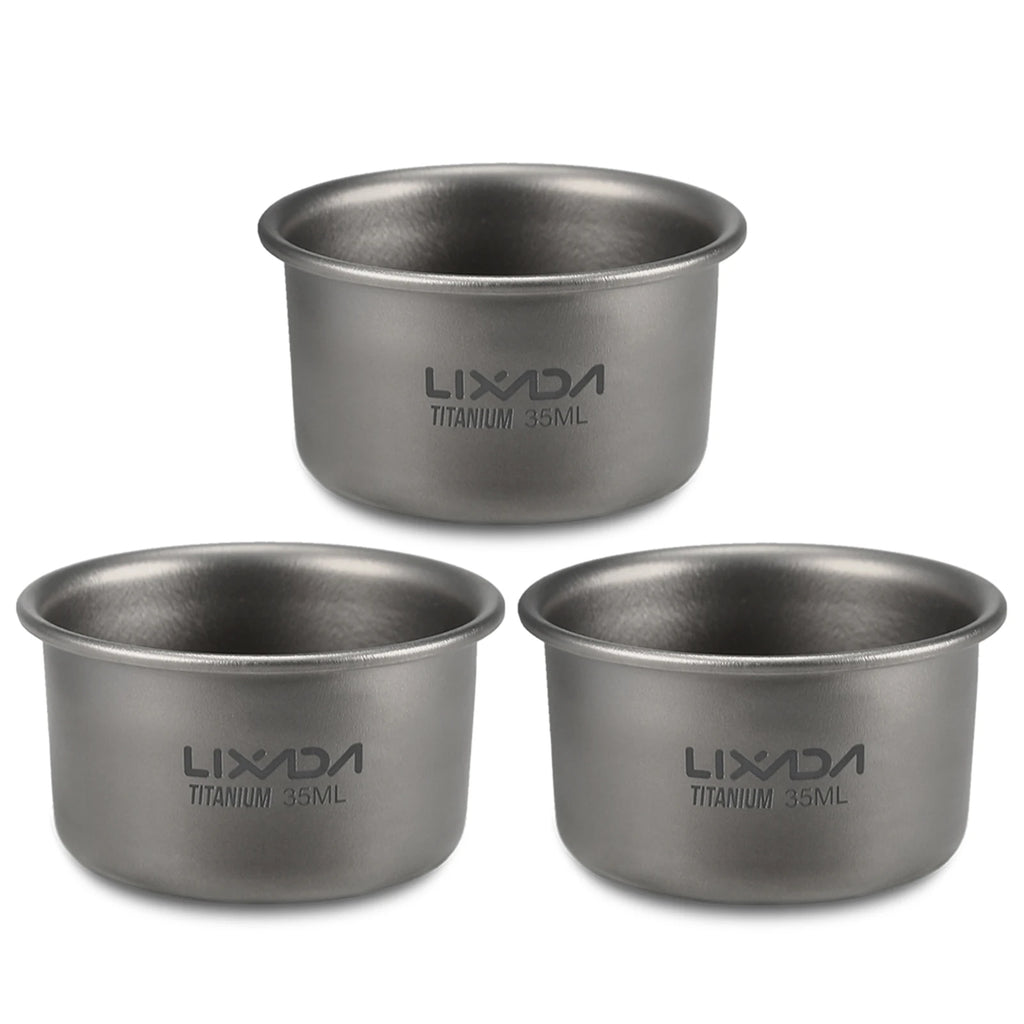 1/3pcs Lixada 35ml Mini Titanium Tea Cup Home Office Outdoor Camping Hiking Coffee Tea Cup Mug 8g