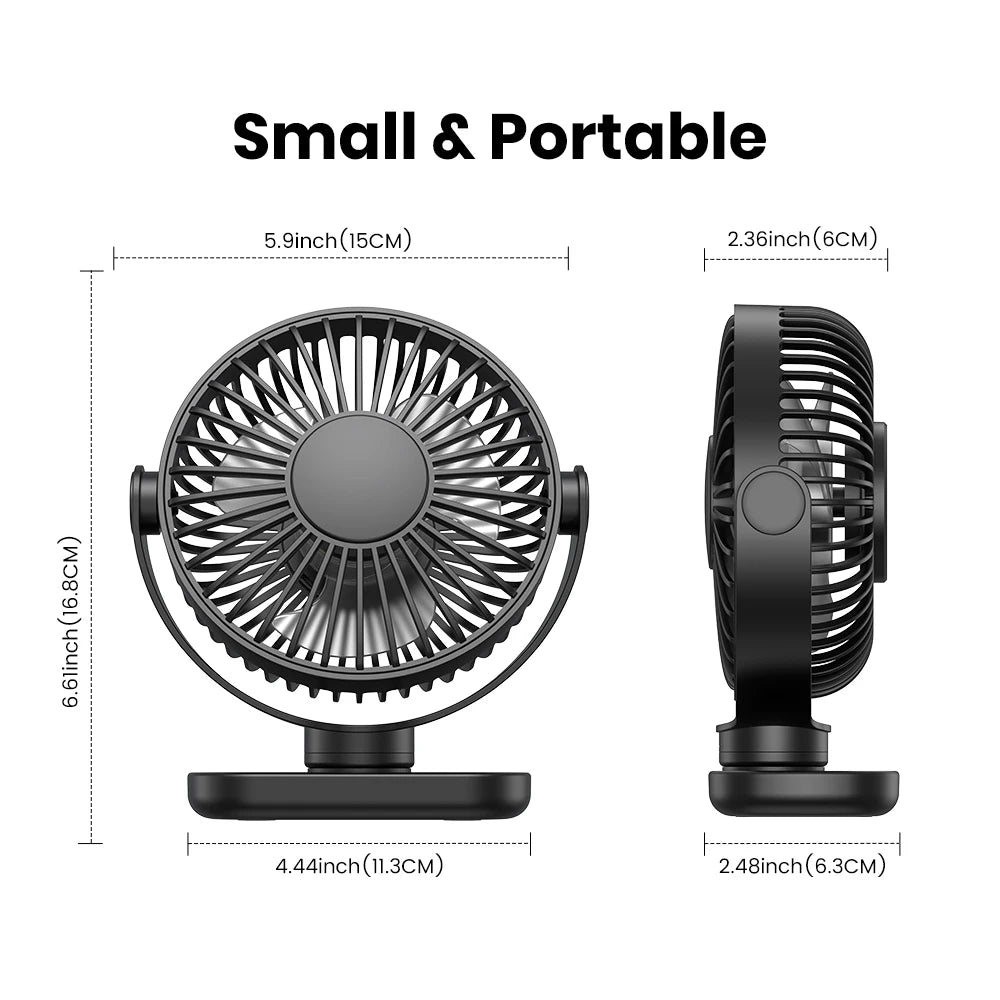 TOPK Mini Portable fan Standing fans for Room Camping,Rechargeable Electric USB Personal Fan Desk Table Stand Fan Table for Home