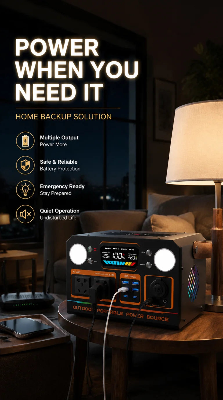 Outdoor power supply 500W/600W portable large-capacity battery, with AC socket, camping self-driving live broadcast power outage