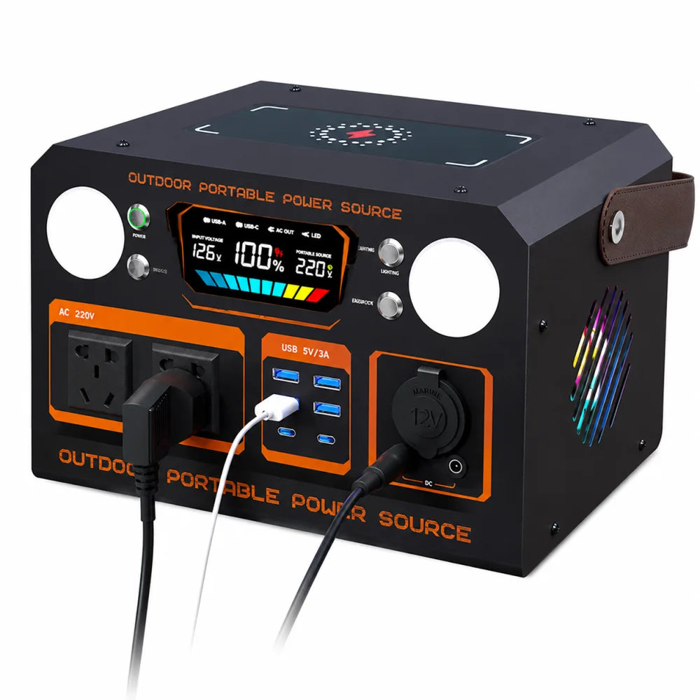 Outdoor power supply 500W/600W portable large-capacity battery, with AC socket, camping self-driving live broadcast power outage