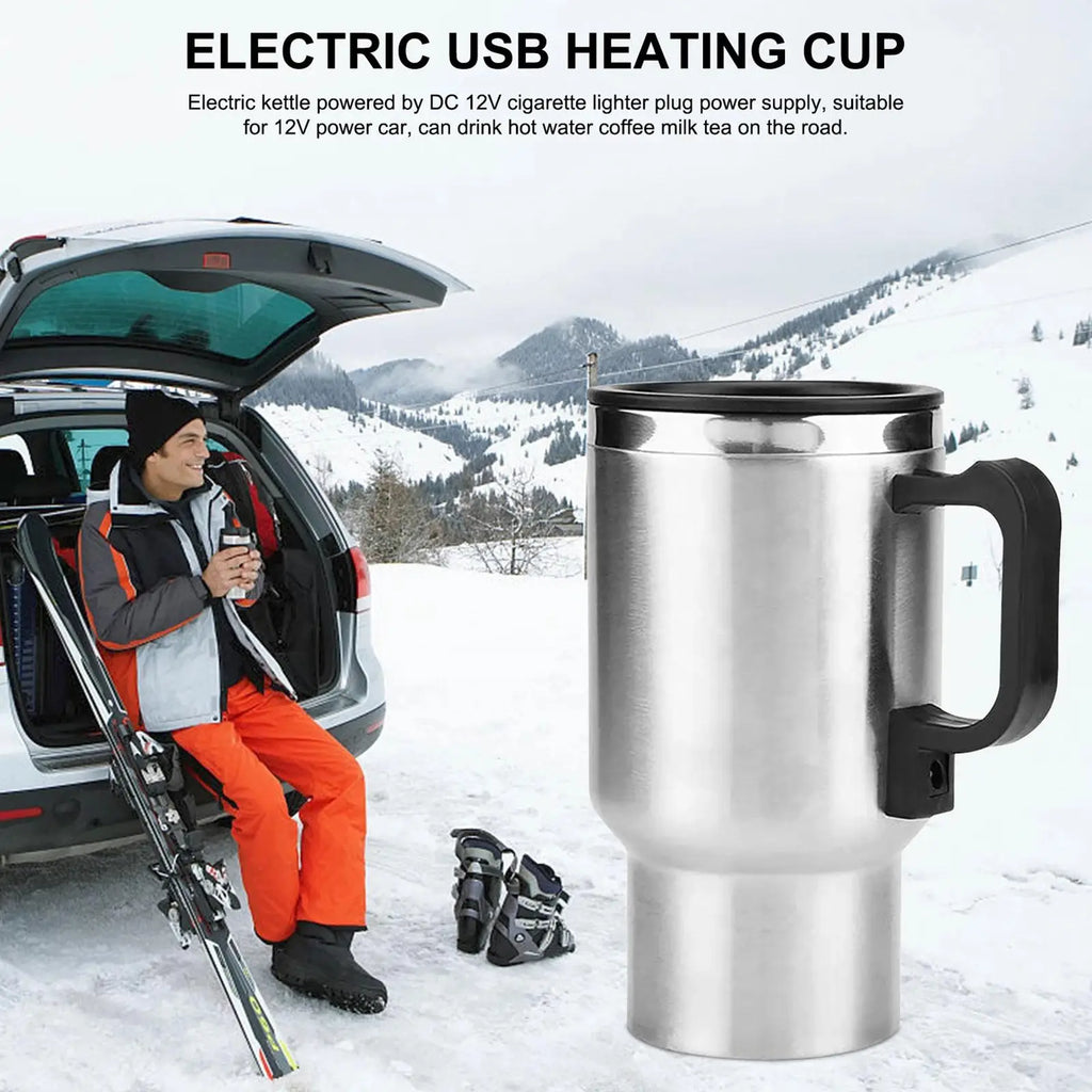 12V Car Heating Travel Mug — 450ml Stainless Steel