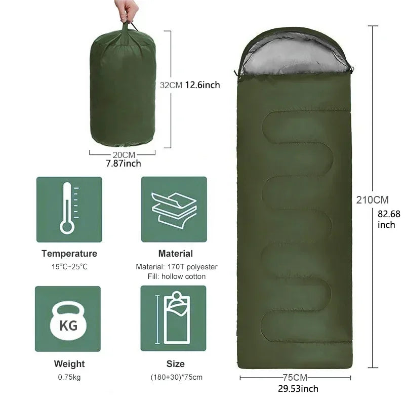1 Pcs Camping Sleeping Bag Ultralight Waterproof 4 Season Warm Envelope Sleeping Bags For Outdoor Traveling Hiking Backpacking