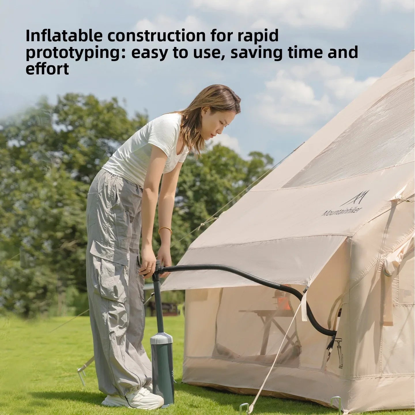 Mountainhiker 6.3m2 Inflatable Camping Tent - Quick-Setup 3-4 Person Cabin