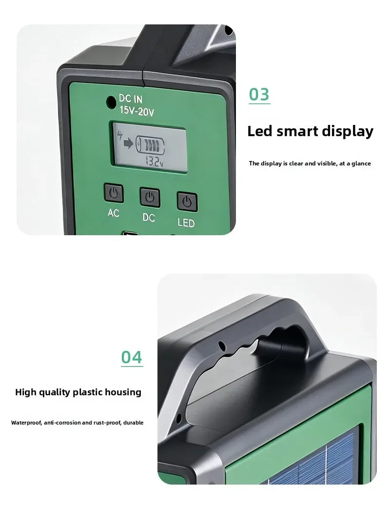 300W Solar Generator Portable Power Station 220V Emergency Backup Power with LED & Solar Panel Outdoor Camping RV Travel