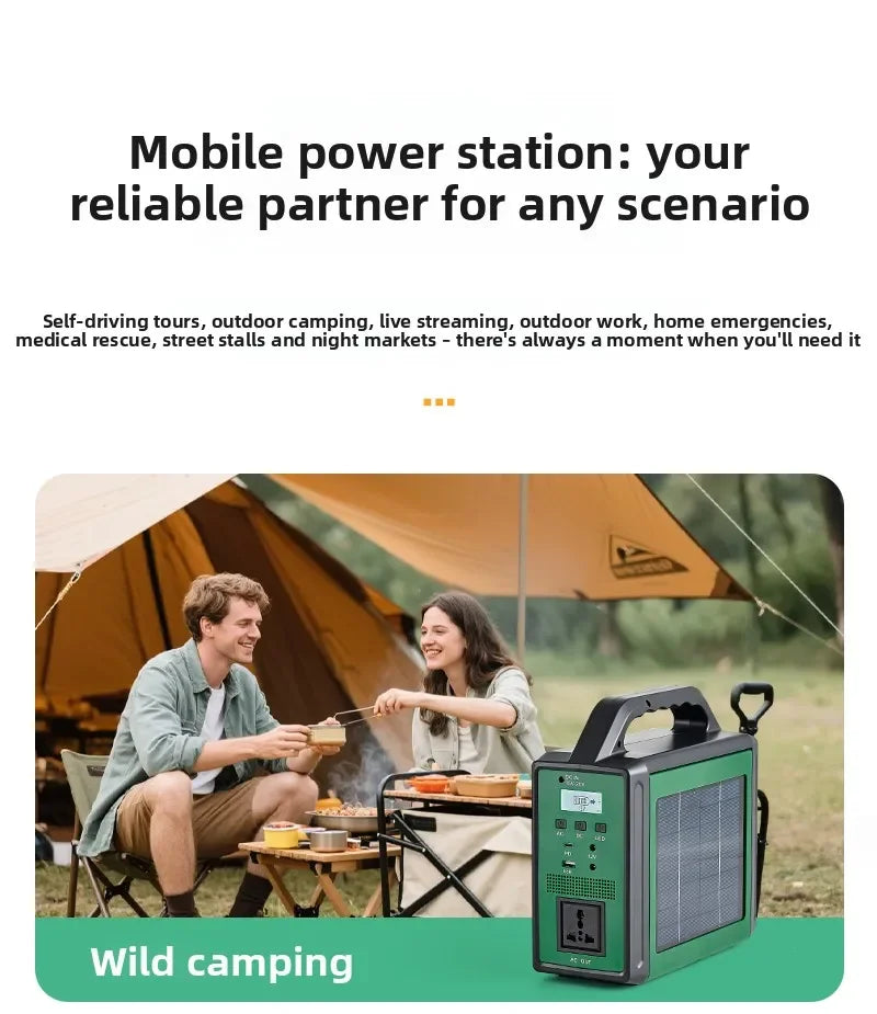 300W Solar Generator Portable Power Station 220V Emergency Backup Power with LED & Solar Panel Outdoor Camping RV Travel
