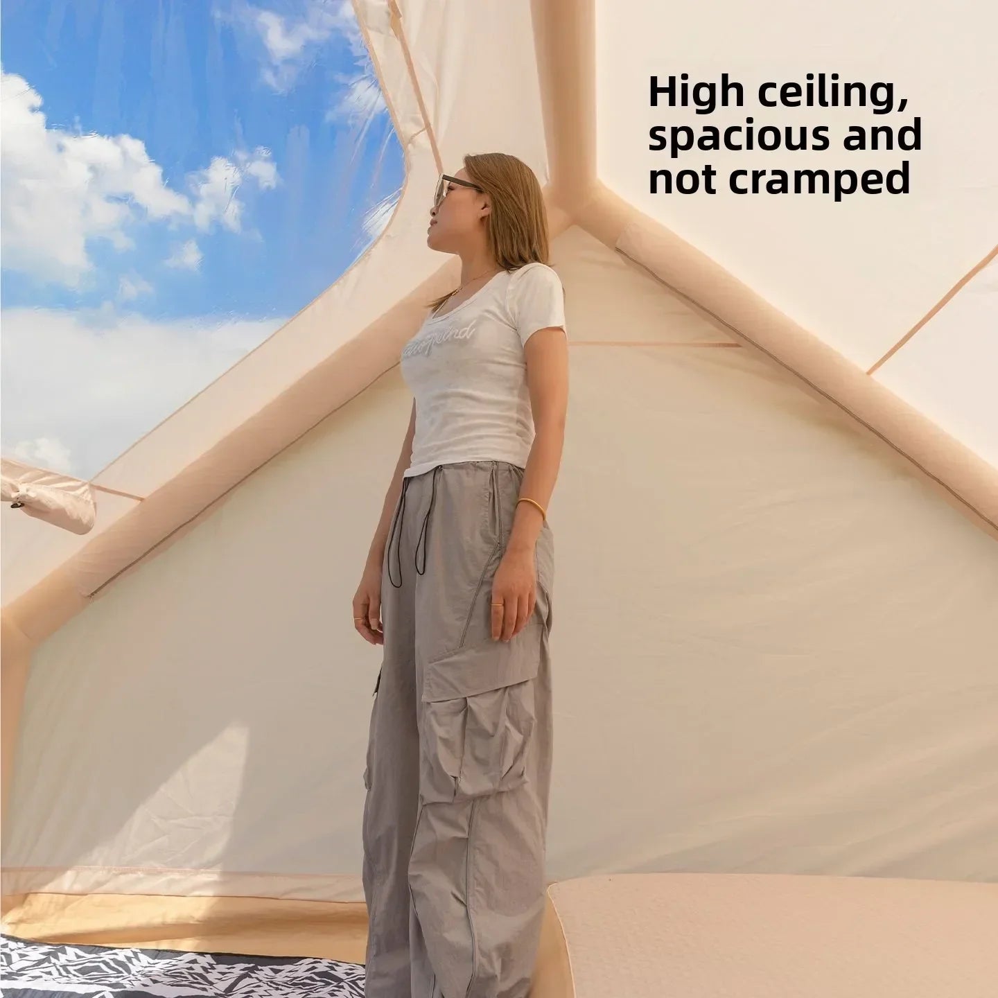 Mountainhiker 6.3m2 Inflatable Camping Tent - Quick-Setup 3-4 Person Cabin