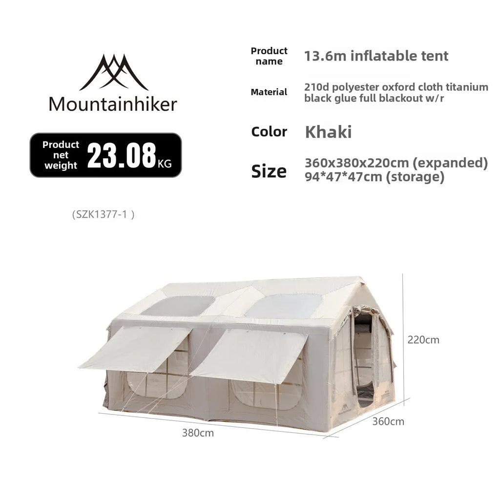 Mountainhiker 13.6m2 Inflatable Family Tent - 8-10 Person, Rainproof