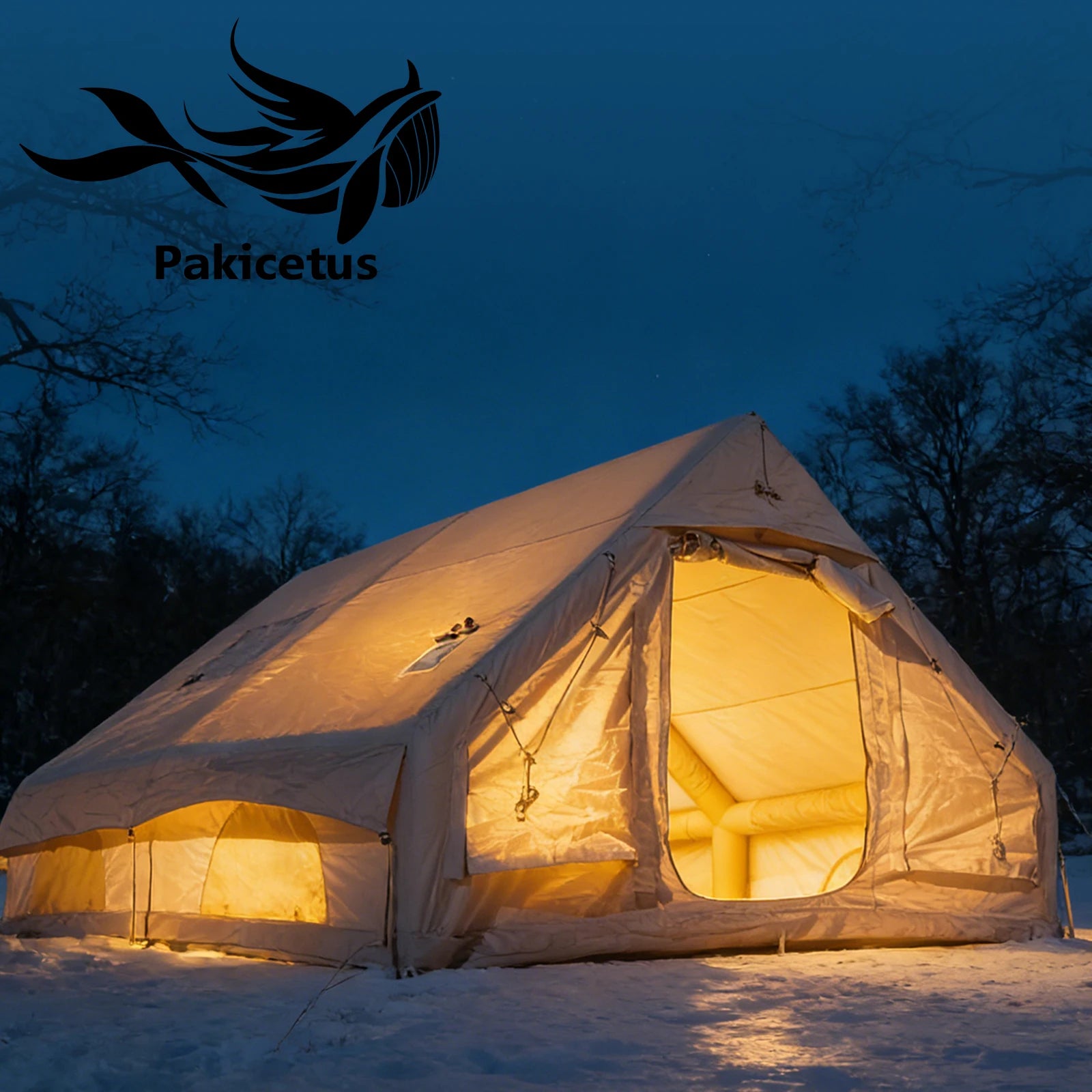 PAKICETUS Inflatable Camping Tent — 4 Season, 4–8 Person with Windows