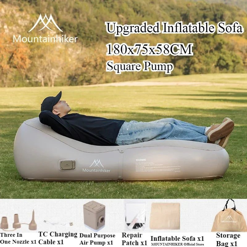 Upgraded Inflatable Air Sofa Bed Outdoor Air Mattress Lazy Camping Automatic Inflatable Sleeping Mat 180X75X58Cm