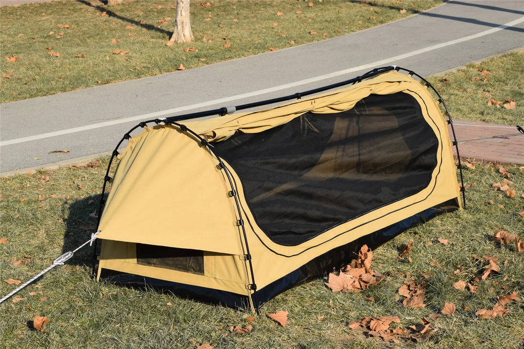 Canvas Swag Tent — 1–2 Person Dome Tent with Foam Mattress
