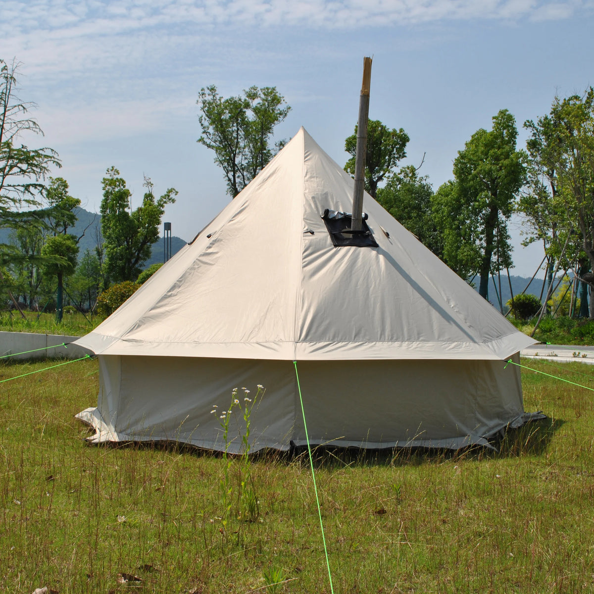 4 Person Bell Tent for Camping - Breathable Spacious Water-Resistant Glamping Tent - Luxury Bell Yurt Outdoor Teepee for Stove Tent4