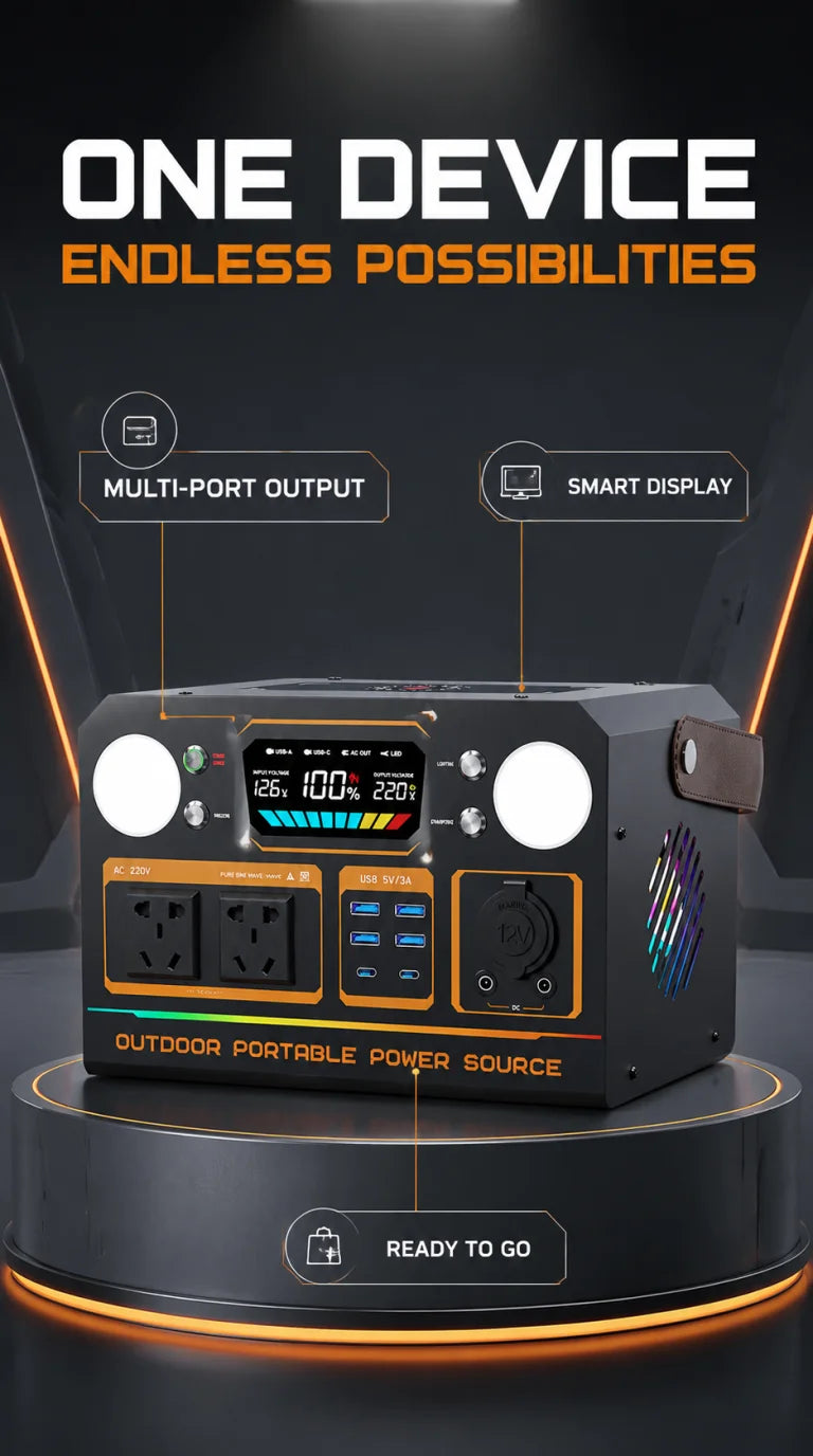 Outdoor power supply 500W/600W portable large-capacity battery, with AC socket, camping self-driving live broadcast power outage