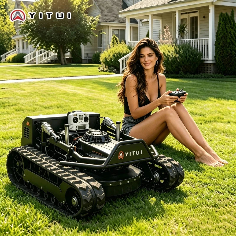Remote Control Lawn Mower Strong Motor Anti-Slip Crawler Type Intelligent Grass Cutter For Orchard Farm Weeding Use Customized