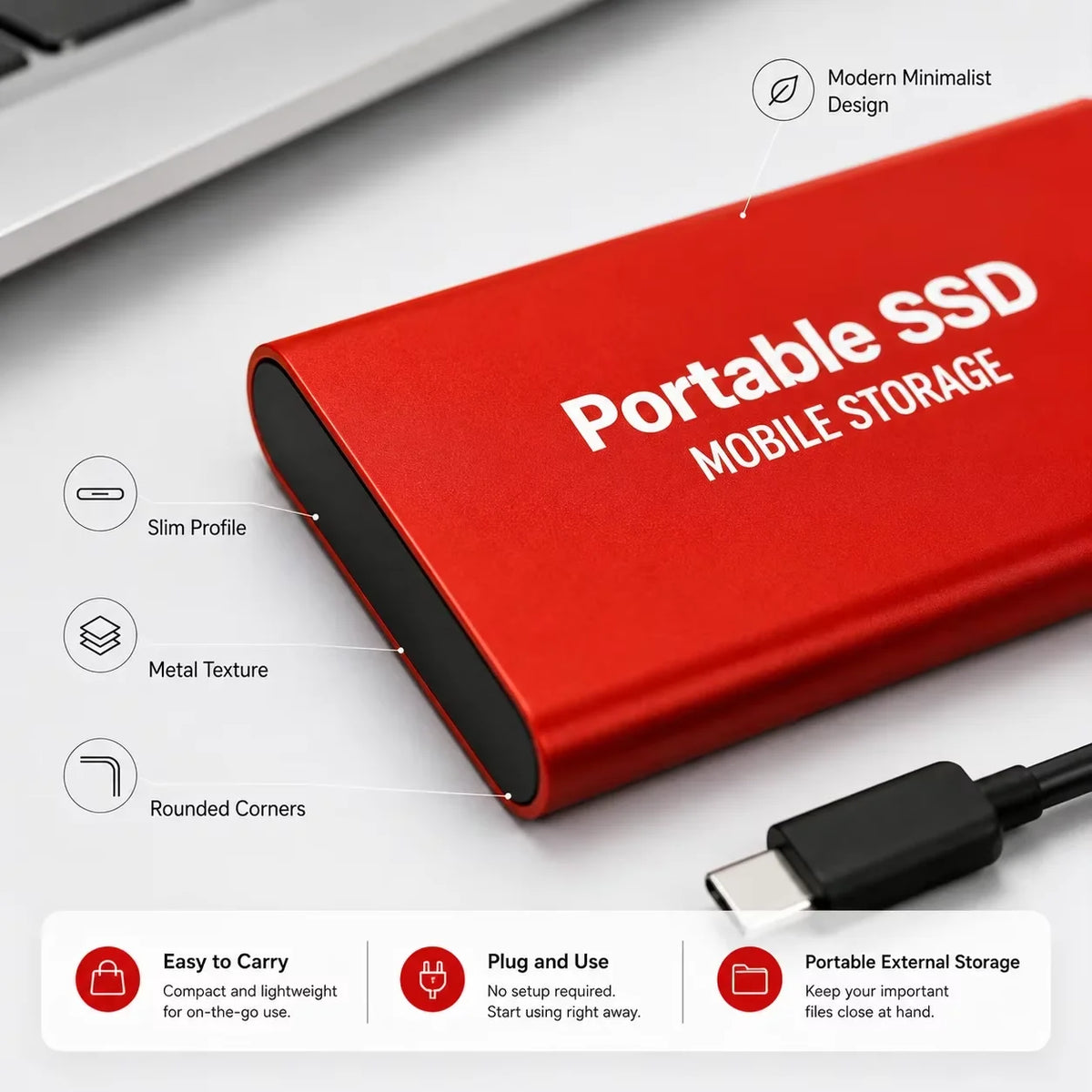 1TB-16TB External SSD Portable Hard Drive USB 3.0 Type-C Fast Storage