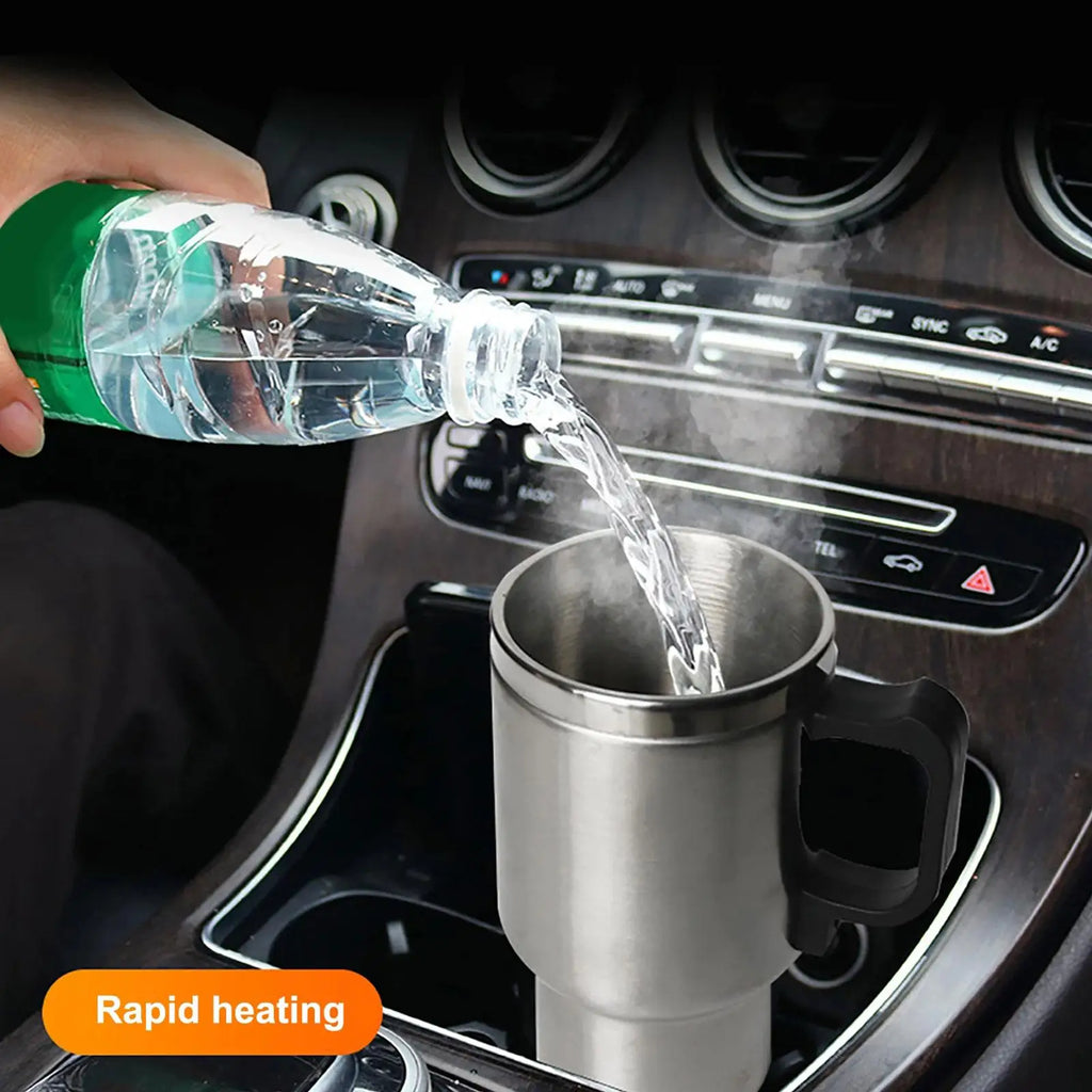 12V Car Heating Travel Mug — 450ml Stainless Steel