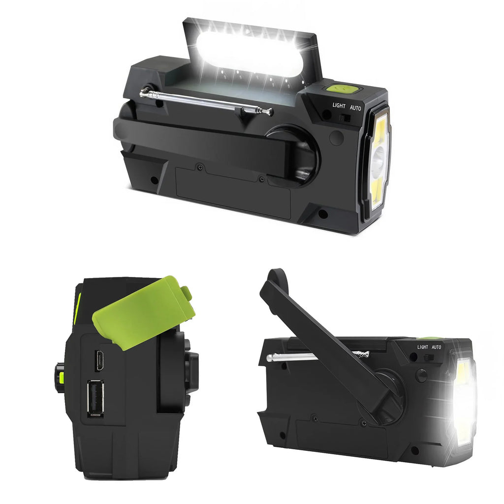 Portable Solar Hand Crank AM/FM Radio — Flashlight, Power Bank & SOS