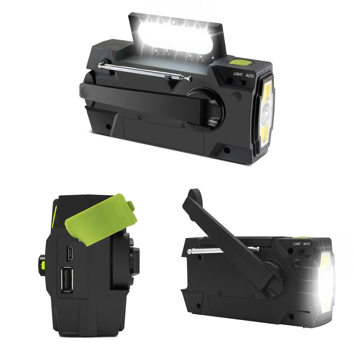Portable Solar Hand Crank AM/FM Radio — Flashlight, Power Bank & SOS