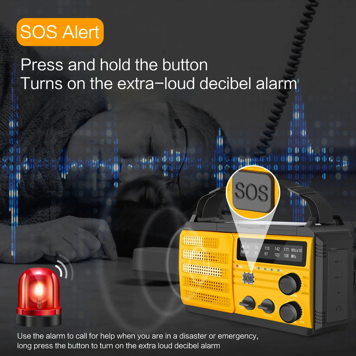 Portable Solar Hand Crank AM/FM Radio — Flashlight, Power Bank & SOS