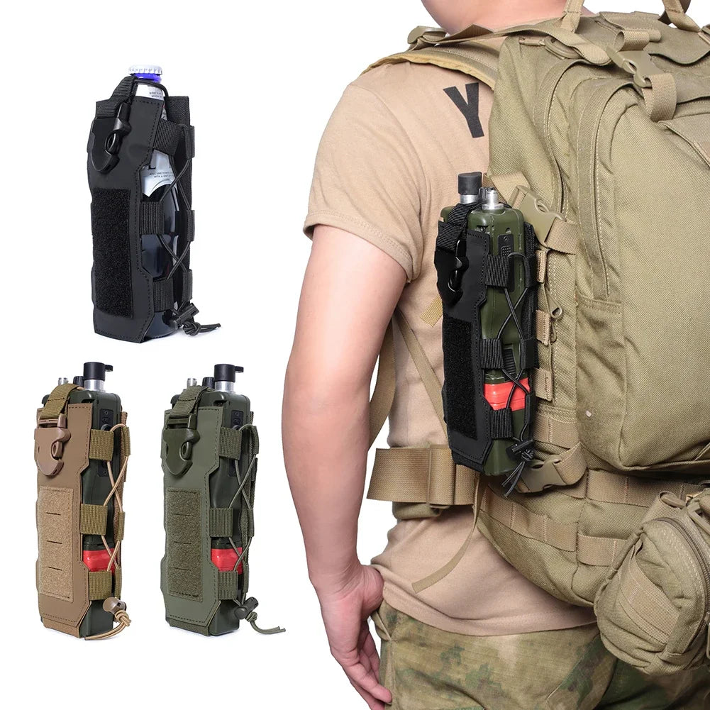 Tactical Molle Water Bottle Pouch Bag Military Outdoor Travel Hiking Drawstring Water Bottle Holder, Kettle Carrier Bag, 1-3Pcs