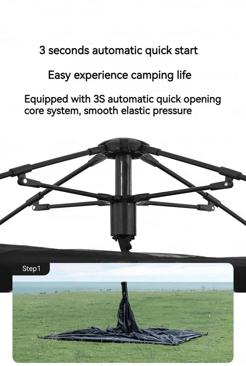 Vinyl Pop-Up Camping Tent — Quick-Open, Sun & Rainstorm Protection