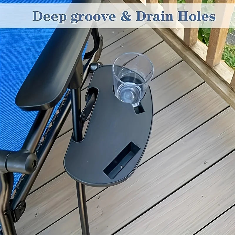 Durable Folding Chair Side Table Attachment, Plastic Beverage and Snack Storage Tray
