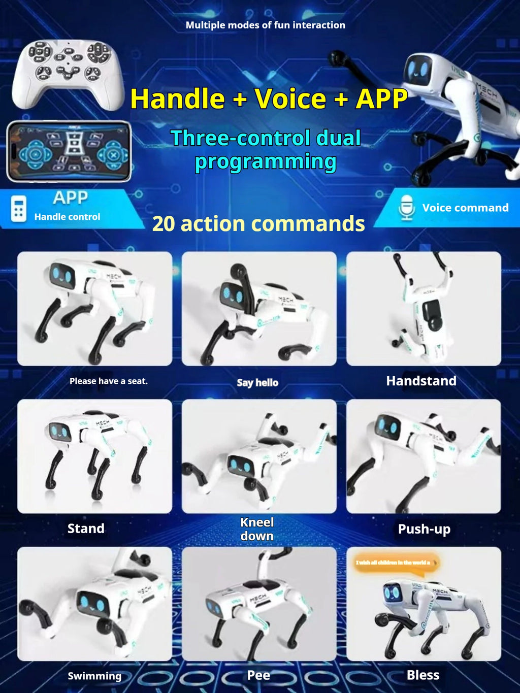 2026 New AI Intelligent Smart Robot Dog Remote Control Toy Programmable With Loading Basket