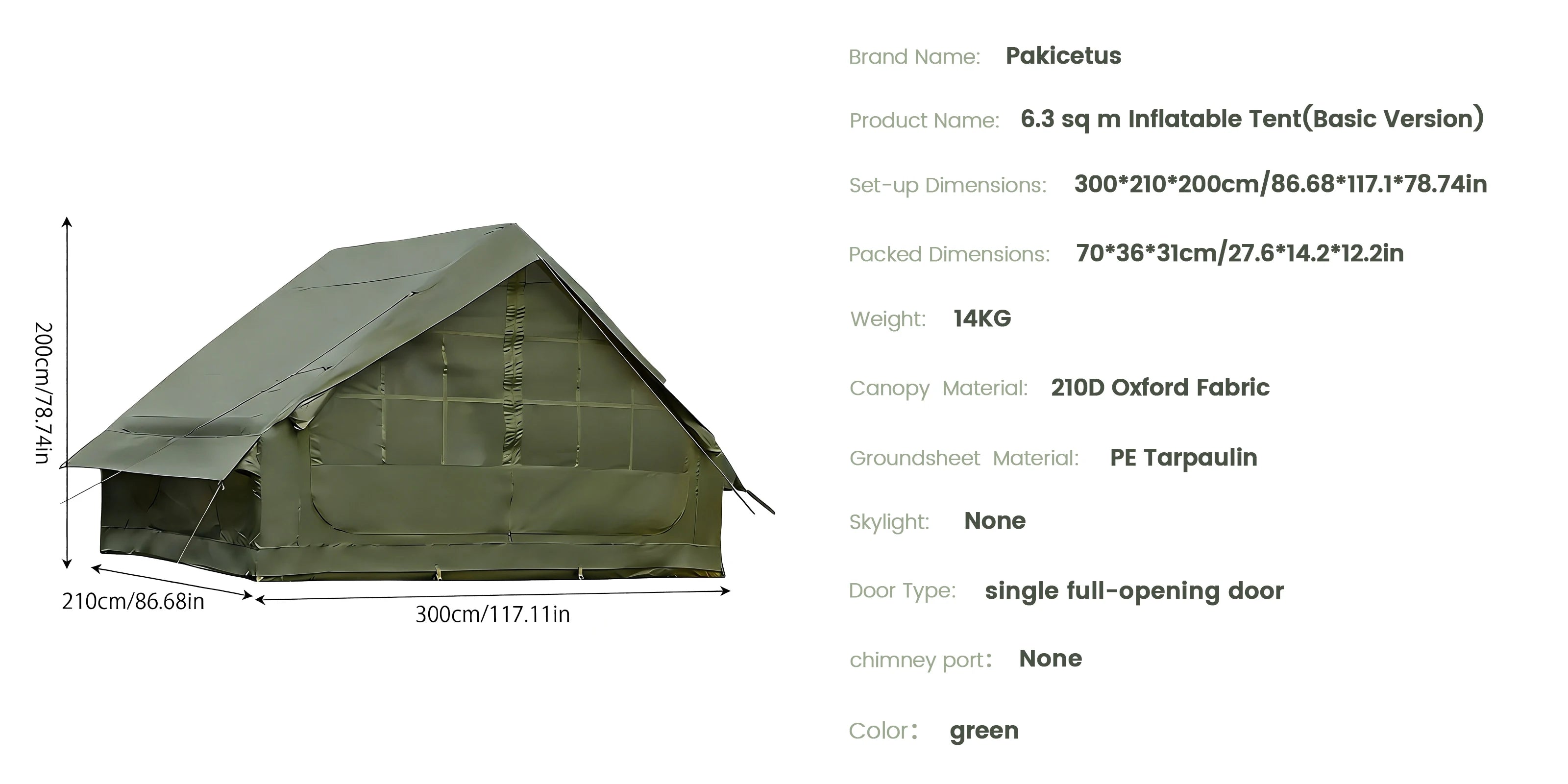 PAKICETUS Inflatable Camping Tent — 4 Season, 4–8 Person with Windows