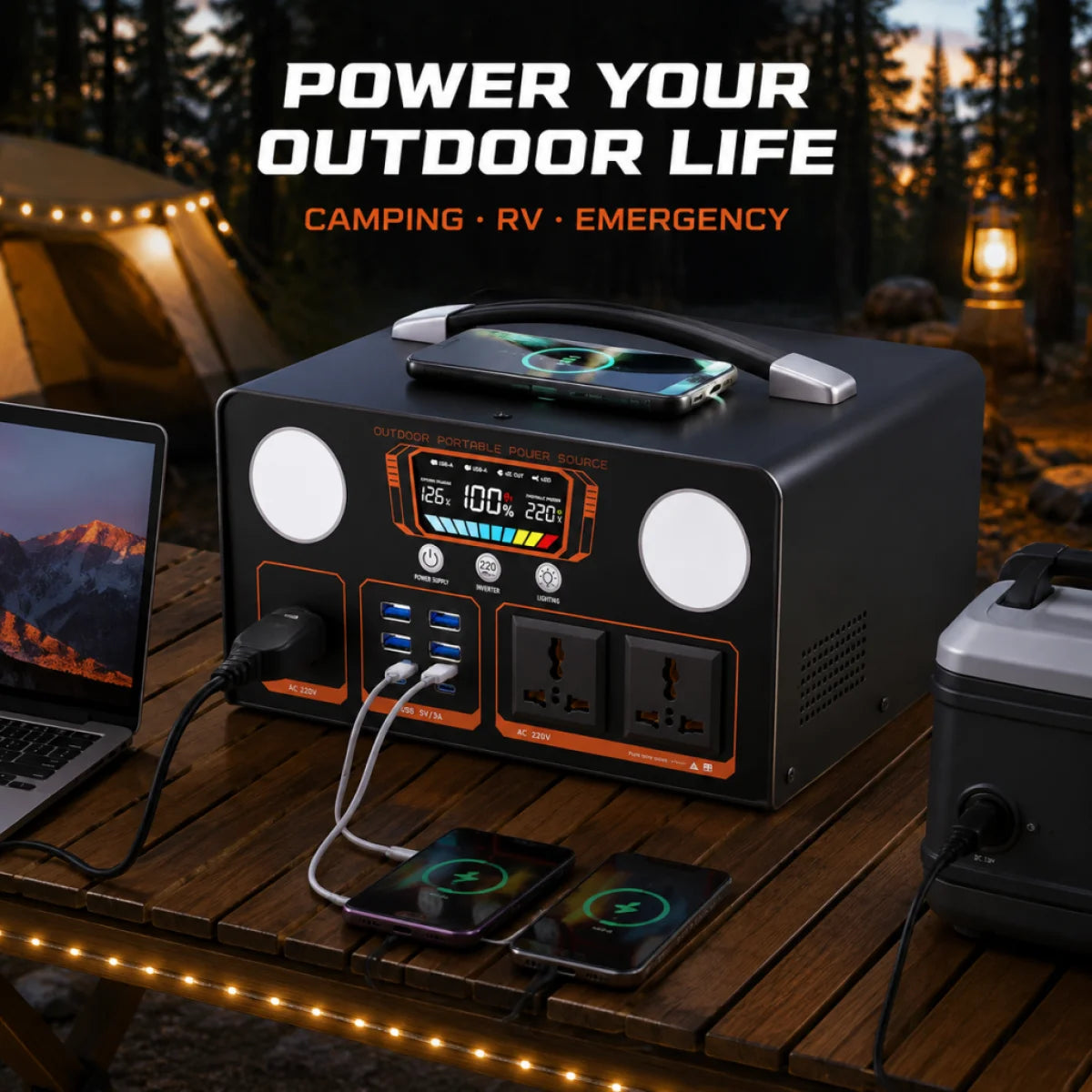 Outdoor power supply 500W/600W portable large-capacity battery, with AC socket, camping self-driving live broadcast power outage